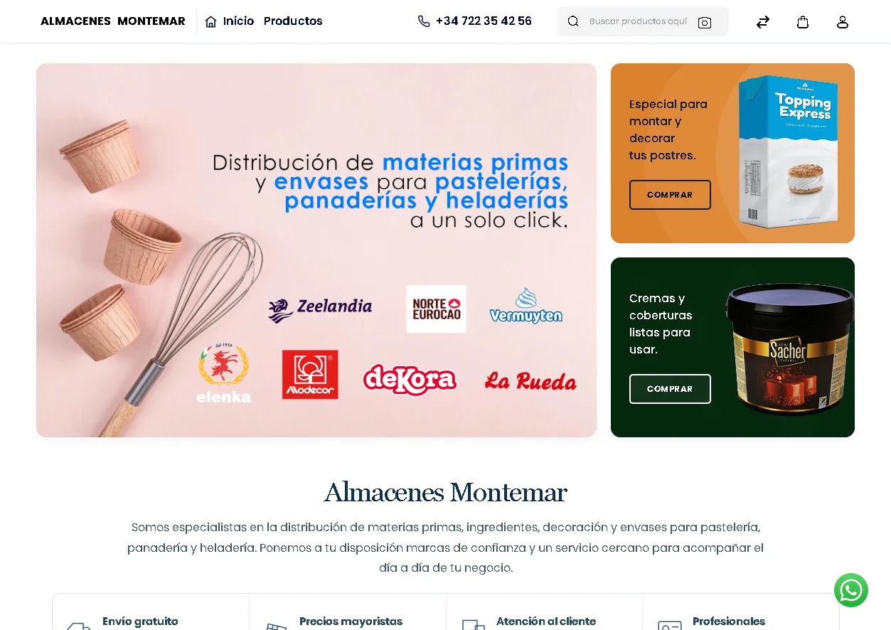 Captura de la tienda online de Almacenes Montemar