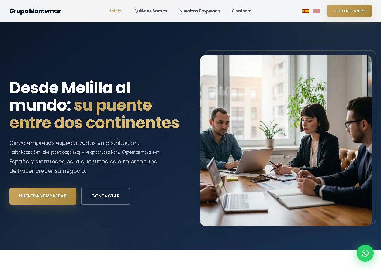 Captura del sitio web corporativo de Grupo Montemar