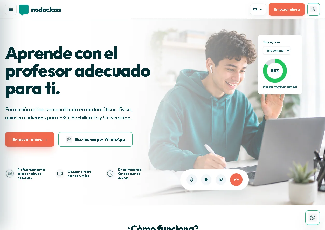 Captura de la plataforma de formación online nodoclass